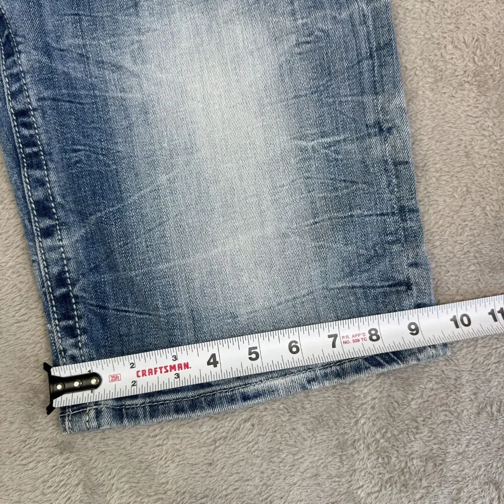 Miss Me Boyfriend Bermuda Shorts Womens 28 Blue Denim Whiskering Thick Stitch